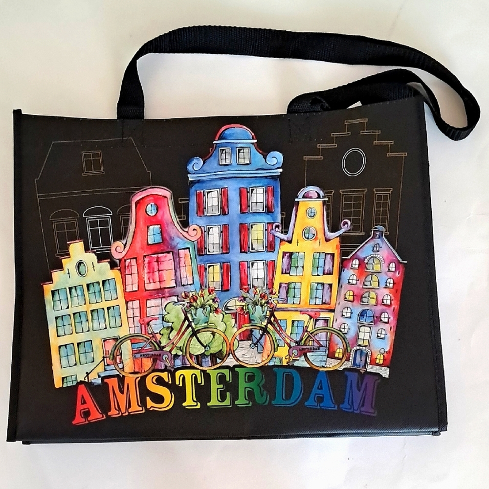 Amsterdam Tote Bag Houses Colorful Fashion Vibrant Art World Traveler